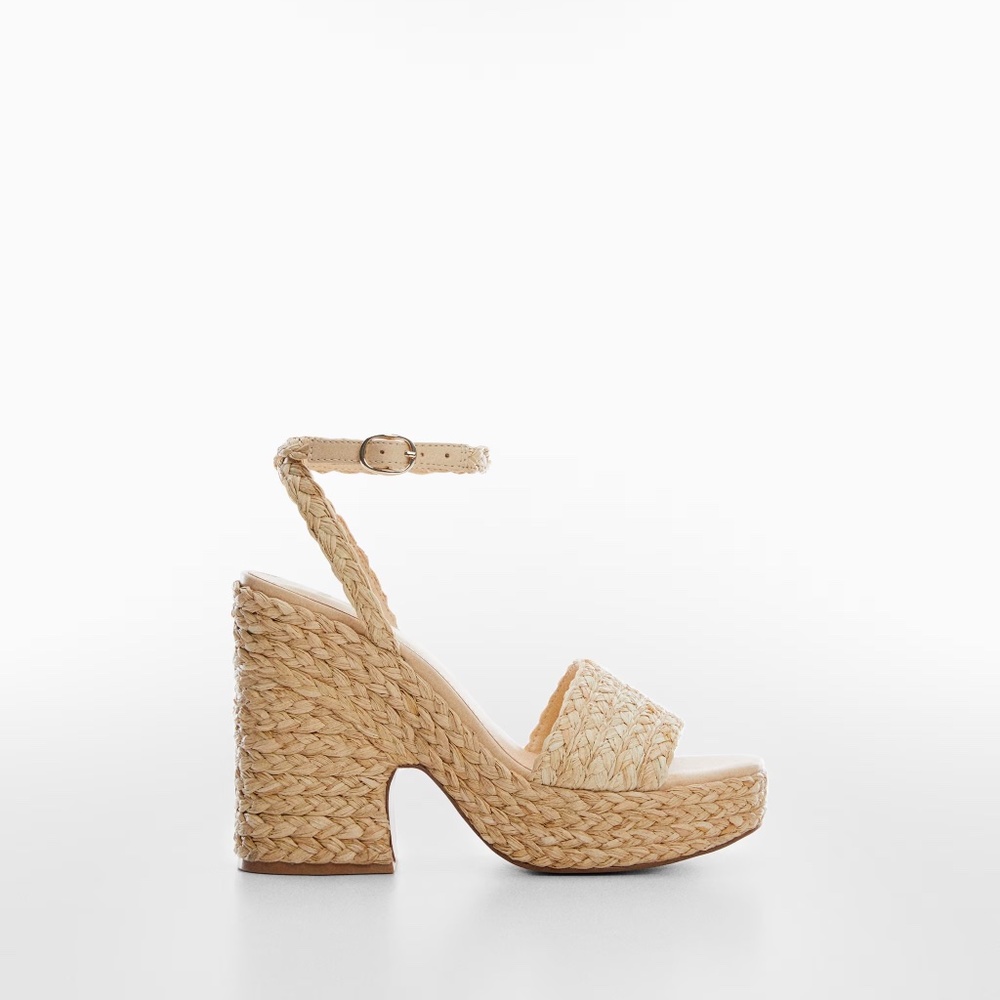 Mango Raffia Braided Sandals